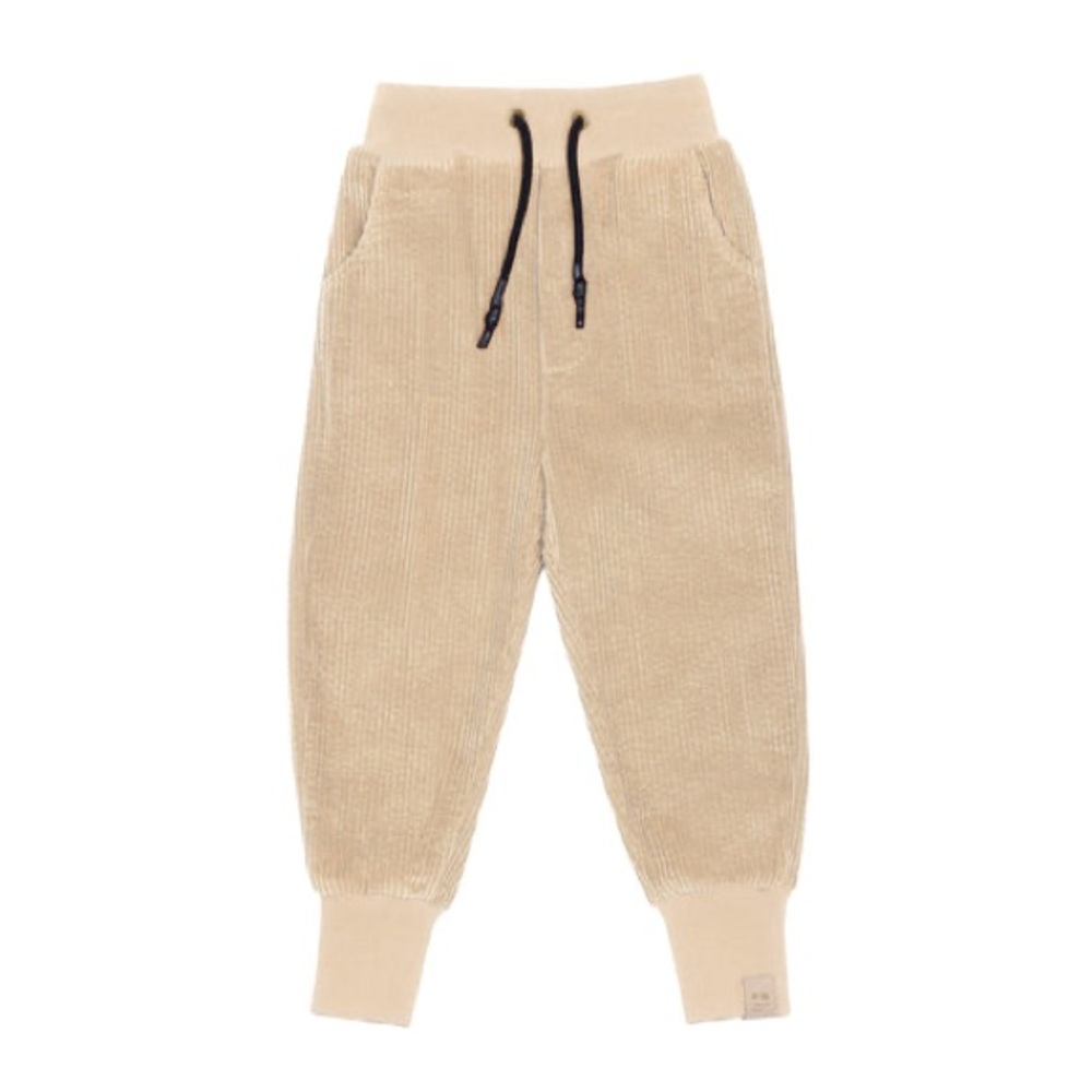 Omamimini Kids Corduroy Joggers Beige Pockets Stretch Drawstring Kids Size 6Y